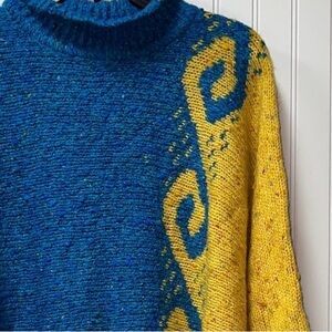 80s The Cosby Show Oversized Wool Blend Sweater S Vintage Bright Colorful Coogi